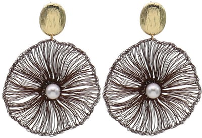 Oorbellen geweven design – bruin – 6,5x4,5 cm