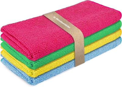 Microvezeldoeken Set - Reinigingsdoeken - Vierkleuren Systeem - Krachtig Tegen Vuil - 40 x 41 cm - Meerkleurig
