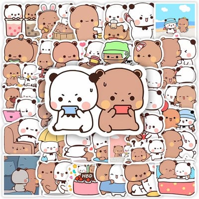 Kawaii Bubu En Dudu Stickers Schattig Beer Koppel Diy Kinder Speelgoed Cadeaus Decoratieve Sticker Voor Telefoon Laptop Flessen Scrapbook Waterdicht
