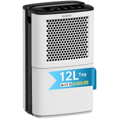 ELECCI 12L/D luchtontvochtigers met afvoerslang, 3,8 L watertank, automatische ontdooifunctie, 24-uurs timer, continu afvoeren, R290, ideaal voor