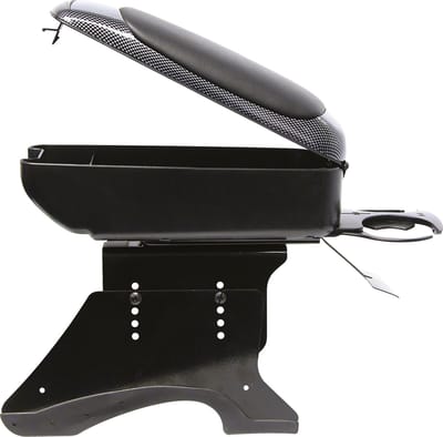 Carpoint Armsteun – Uitvoering met zwart & carbon - Montage op middenconsole - Handig opberg vak - In hoogte verstelbaar 24 tot 30cm - Breedte instelbaar van 8 tot 13cm - Inclusief montage materiaal