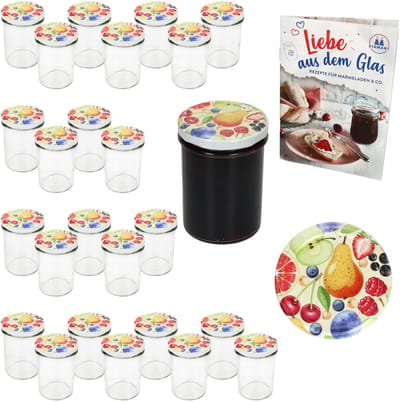 Set van 25 stuks hoog glas van 230 ml met To 66 stripfiguren voor fruit en inclusief receptboekje Diamant Gelierzauber