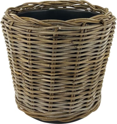 WDMT Rotan Plantenmand met Waterdichte Binnenpot Ø 42 x 44 cm - Grote Drypot Bloempot voor Kamerplanten - Handgemaakt - Grijs