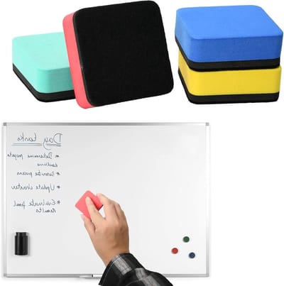 Set van 4 Magnetische Whiteboard Wisers - Ideaal voor Kantoor, Klaslokaal en Thuisgebruik, 5x5x1.8cm, Perfect voor Drooguitwisbare Vellen en Notities