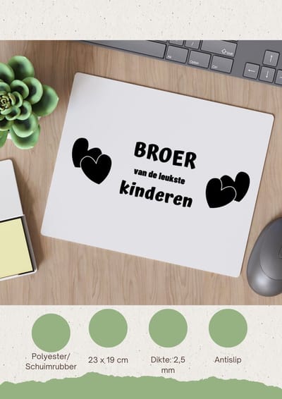 Akyol - broer van de leukste kinderen Muismat - Broer - de leukste broer - verjaardag - cadeautje voor broer - kado - geschenk - 23 bij 19 cm