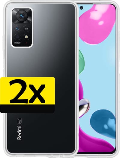 Hoesje - 2 Stuks - Geschikt voor Xiaomi Redmi Note 11s - Sterk & Shockproof - Case Siliconen - Back Cover - Telefoon Hoes - Telefoonhoesjes - Transparant