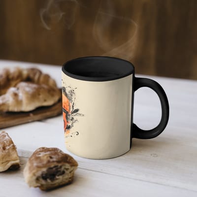 Magische Mok - Foto op Warmte Mokken - Koffiemok - Koptelefoon - Oranje - Explosief - Magic Mok - Beker - 350 ML - Theemok