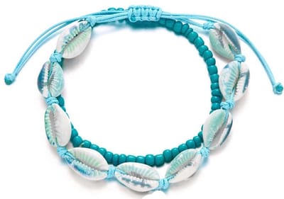 Enkelbandjes Set - Blauw – Sieradenset met Schelpen – Boho Chic – Voor Dames