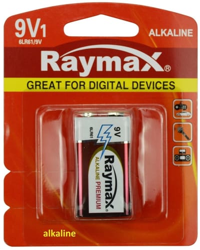 Raymax Krachtige 9V batterij - Alkaline - Langdurige prestaties - Betrouwbaar - 26.5 × 48.5 × 17.5 mm