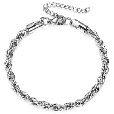 Tesoro Mio Michel – TMM Basics – Edelstalen Armband Koord Schakel – 17 cm + 3 cm Verlengstuk