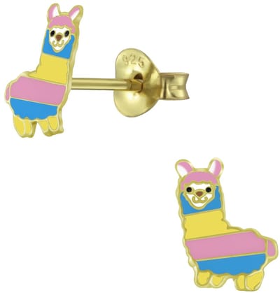 Joy|S - Zilveren Alpaca lama oorbellen - multicolor - gold plated