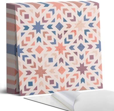 Coloray Plaktegels - Geometrische patronen in harmonie Portugese Tegels - 30 cm x 30 cm - Beige Plaktegels - 9 stuks - Vierkant PVC Tegels - Plaktegels Keuken - Zelfklevende Vloertegels - Vinyl Tegels Zelfklevend - Zelfklevende Tegels