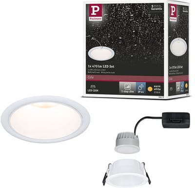 LED-inbouwlamp 3-Step-Dim Cole Coin Set van 1 IP44 rond 88 mm Coin 6W 470lm 230V dimbaar 2700K Wit