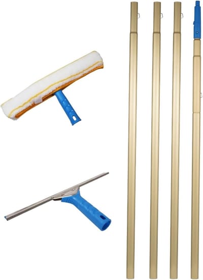 Raamreinigingsapparatuur - Raamwisser set - Hoge ramen wassen - Verstelbare telescoopsteel - Tot 12 meter - Metaal