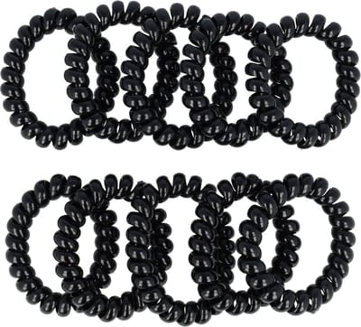 Haarsoires Haarelastieken Invisibobble 5cm - Telefoondraad - Basic - Zwart - Set van 10 - Spiraal Haar Elastieken - Haarvriendelijk