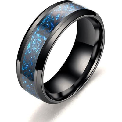 Mode 8mm Zwart Roestvrij Staal Draak Ringen Voor Mannen Vrouwen Ingelegd Blauwe Koolstofvezel Mannen Ringen Punk Trouwring Sieraden Cadeaus 9 gray