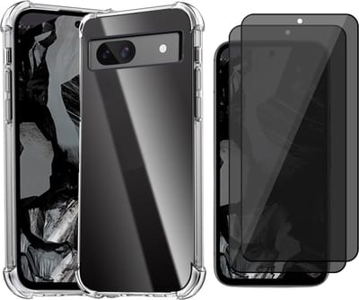 Hoesje geschikt voor Google Pixel 8a - 2x Privacy Screenprotector Volledig Dekkend Glas - Shockproof Transparant