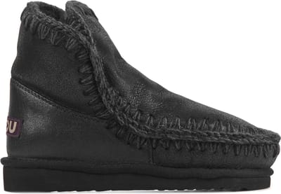 Mou Enkellaarsjes Dames - Pantoffels / Damesschoenen - Leer - Eskimo18 - Zwart - Maat 37