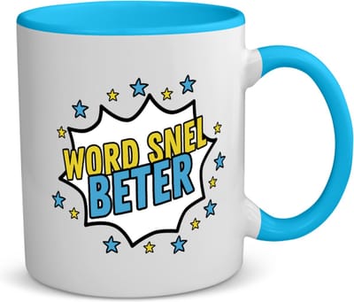 Akyol - word snel beter koffiemok - theemok - blauw - Beterschap - iemand die ziek is of iets gebroken heeft - ziek - koorts - snel beter worden - cadeau - beterschap cadeau - kado - gift - geschenk - 350 ML inhoud