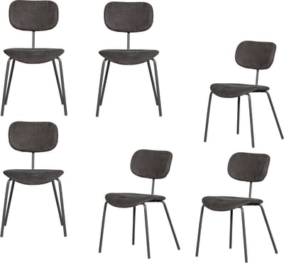 WOOOD Link Eetkamerstoelen - Polyester - Bruin/Grijs - Set van 6