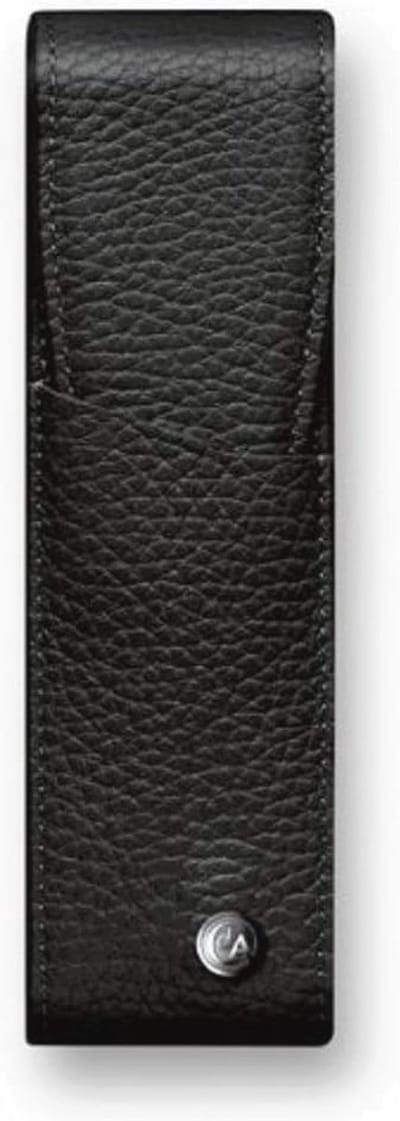 Leren etui voor twee pennen - Zwart