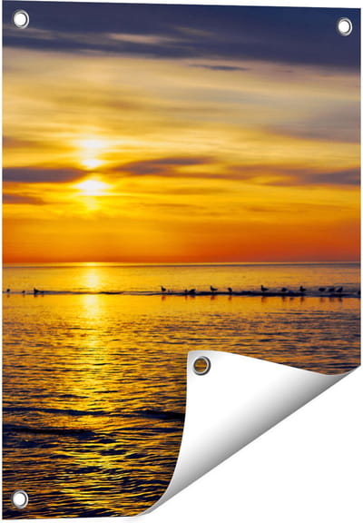 Gards Tuinposter Zonsondergang in de Zee - 40x50 cm - Tuindoek - Tuindecoratie - Wanddecoratie buiten - Tuinschilderij