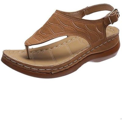Nouvelles Sandales d'Été à Lanières pour Femmes, Ballerines pour Femmes à Bout Ouvert, Chaussures Décontractées Unies, Sandales Compensées Romaines, Sandales Tongs, Chaussures Sexy pour Dames 35 marron