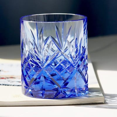 Luxe Handgemaakte Meerkleurige K9 Kristalglas Tumbler Voor Whiskey Old Fashioned Cocktail IJsthee Koude Koffie about 220ml blauw