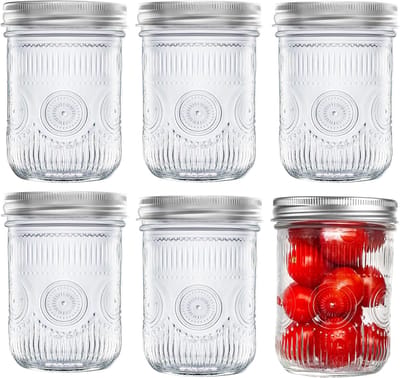 Glazen Potten - Yoghurtpotten Inmaakpotten - Voedsel Bewaren - Luchtdichte Schroefdeksels - 473 ml - Transparant