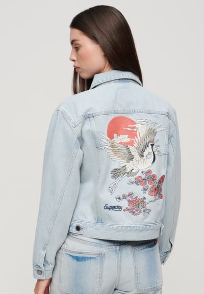Superdry - Denim truckerjack met borduursel - Dames - Buitenjassen