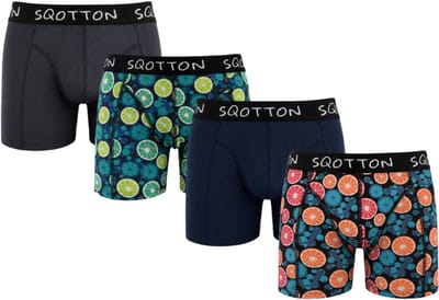 SQOTTON® Heren Boxershorts 4-Pack - Normale Lengte - Katoenen boxer - Heren onderbroek - Citrus Splash - Maat M