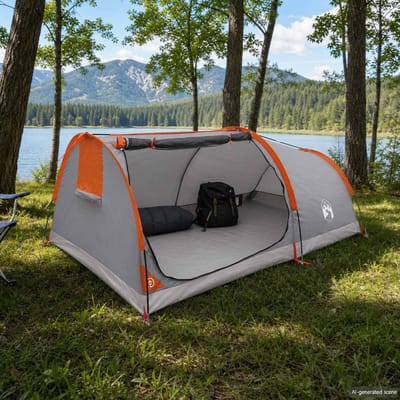 vidaXL - Hiking - Tent - Waterdicht - 1-persoons - Grijs - en - Oranje