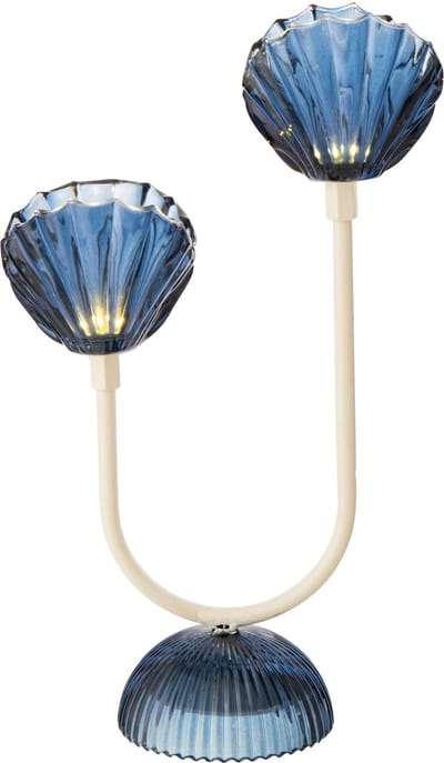 J-Line lamp Shell - ijzer - blauw/wit - large - LED lichtjes