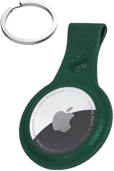 Hoesje Geschikt voor Apple AirTag 2-Sleutelhanger Hoesje Leer - Sleutelhanger Hoes Hoesje Geschikt voor Apple AirTag 2e generatie Case - Donkergroen