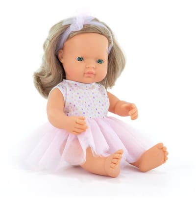 MINILAND Pop - Europees Meisje Blondharig 38Cm - Incl. Vriendschapsarmband + Stickers - 10 Maanden