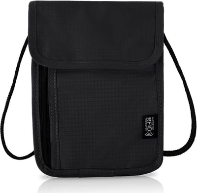 Dailygoods- Reisnekportemonnee met RFID-blokkering - Waterdichte Paspoorthouder - Draagbare Nekzakje - Organizer voor Reizen - 19,5x14 cm - Inclusief Lanyard van 116 cm - Nekportemonnee