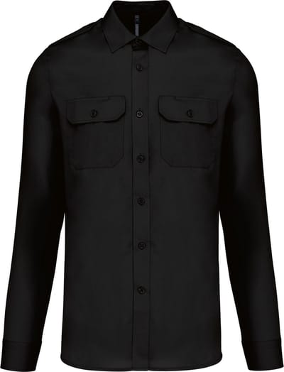 Kariban Herenpilootoverhemd lange mouwen K505 - Black - 4XL