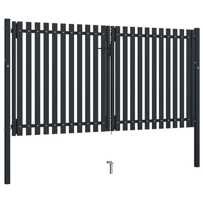 vidaXL Dubbele poort met deur staal 300x175 cm antraciet