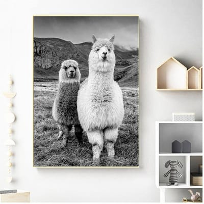 Zwart-witte Alpaca diamantschildering Volledige ronde diamantborduurwerk Volledige kruissteek Strass 20X30CM