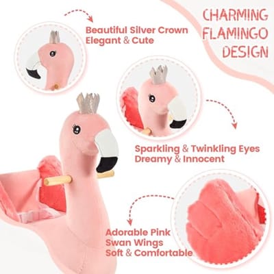 Schattig Flamingo Babyschommelpaard voor Peuters van 6 Maanden tot 3 Jaar - Veilig en Comfortabel