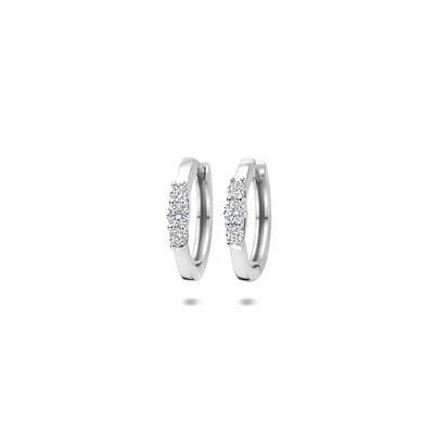 Zilveren gerhodineerde klapoorringen zirkonia 16 mm - 1341232
