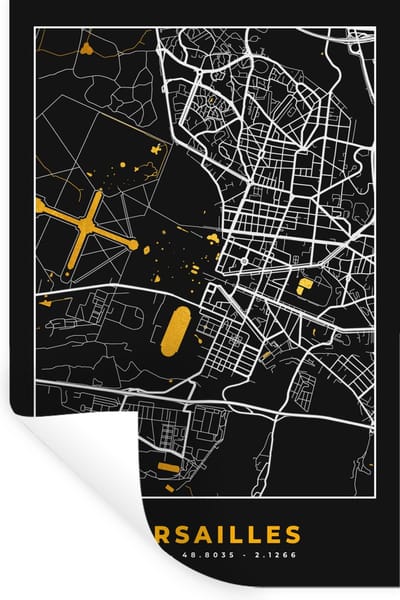Muurstickers - Sticker Folie - Plattegrond – Kaart – Stadskaart – Frankrijk – Versailles - 20x30 cm - Plakfolie - Muurstickers Kinderkamer - Zelfklevend Behang - Zelfklevend behangpapier - Stickerfolie
