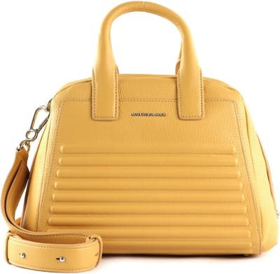 MANDARINA DUCK Leren Handtas Schoudertas I-Con Tote Ochre Mosterdgeel