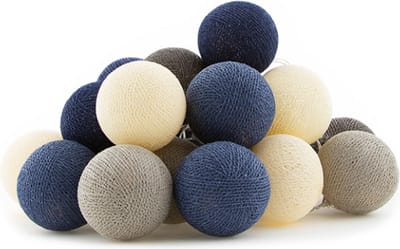 Cotton Ball Lights - LED lichtslinger voor binnen - Handgemaakt en Fairtrade - 20 lampjes - Steel Blue