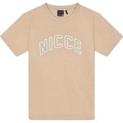 Nicce Heren Lettering Jersey Crew Neck Doelman T-Shirt (Grijs/Beige)