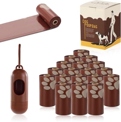 Dailygoods - 270 stuks poepzakjes voor honden, biologisch afbreekbaar, hondenpoepzakjes, lekvrij, poepzakjes voor honden met dispenser voor wandelingen in de open lucht (chocolade)