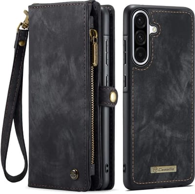 CaseMe 008 Geschikt voor Samsung Galaxy A56 - 2-in-1 Book Case en Back Cover - Magnetisch Uitneembaar - Portemonnee Hoesje - Zwart