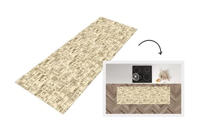 Keukenloper - Loper keuken - Patronen - Huis - Skyline - 150x50 cm - Keukenloper vinyl