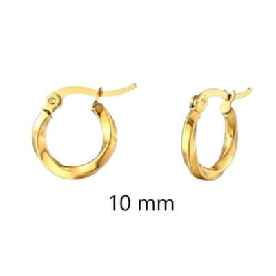 Aramat Jewels | Oorringen | RVS Goudkleurige Gedraaide Oorringen 10mm- Trendy & Tijdloos | | | |4mm | Staal | Kinderen, Volwassenen | Verkleurd niet