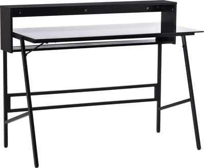 Medina Somerset Bureau met Planken - Zwart, Grijs - Staal, Spaanplaat, Glas - cm x 45,27 cm x 35,43 cm